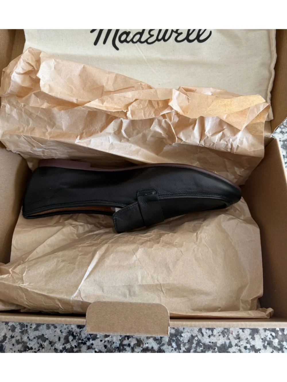 NIB Madewell True Black Lacey Soft Loafer in Leather size 8H (8.5)